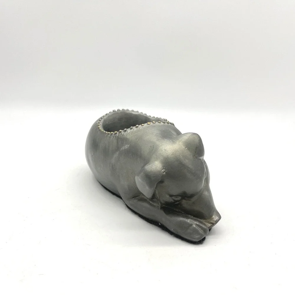 Morton's Steakhouse Vintage Pewter Sleeping Pig Oil Lamp Base Petites Choses 7